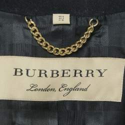 Burberry Black Wool Button Front Single Breasted Coat S