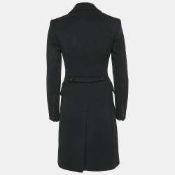 Burberry Black Wool Button Front Single Breasted Coat S