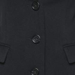 Burberry Black Wool Button Front Single Breasted Coat S