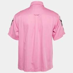Pre Owned Burberry Pink Applique Cotton Short Sleeve Shirt S
