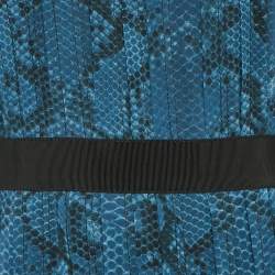 Burberry Blue Snake Print Silk Pleated Maxi Dress S