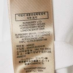 Pre Owned Burberry White Cotton Pique Puff Sleeve Polo T-Shirt S