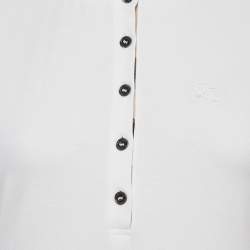 Pre Owned Burberry White Cotton Pique Puff Sleeve Polo T-Shirt S