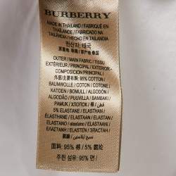 Pre Owned Burberry White Cotton Pique Puff Sleeve Polo T-Shirt S