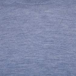 Burberry Blue Merino Wool Knit Elbow Patch Sweater XL