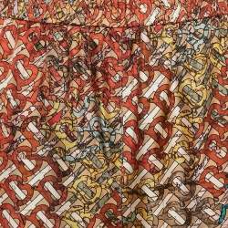 مملوكة مسبقًا Burberry Orange TB Monogram Silk Wide-Leg Pants M