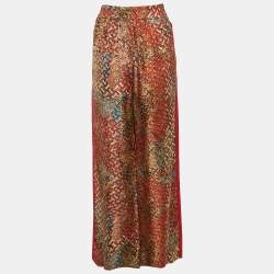 مملوكة مسبقًا Burberry Orange TB Monogram Silk Wide-Leg Pants M