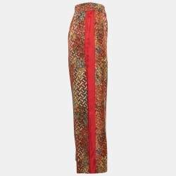 مملوكة مسبقًا Burberry Orange TB Monogram Silk Wide-Leg Pants M