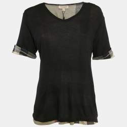 Pre Owned Burberry Black Modal Jersey Layered T-Shirt M