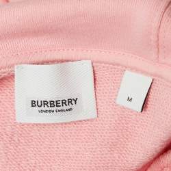 Pre Owned Burberry Pink Junnes Print Cotton Knit Hoodie M