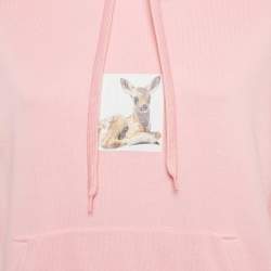 Pre Owned Burberry Pink Junnes Print Cotton Knit Hoodie M