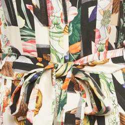 Burberry Multicolor Printed Silk Button Front Belted Long Dress XXS