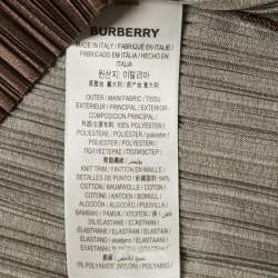 Pre Owned Burberry Brown Printed Plisse Polo Collar Top XS