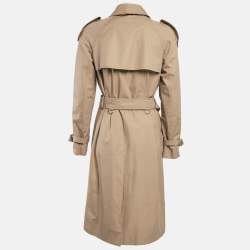 Pre Owned Burberry Brown Cotton Gabardine Double Breasted Trench Coat S