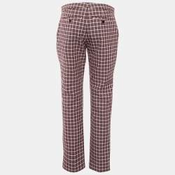 Pre Owned بنطلون بربري مفصل قطن كاروهات أرجواني مقاس صغير (سمول)