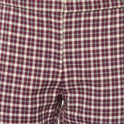 Pre Owned بنطلون بربري مفصل قطن كاروهات أرجواني مقاس صغير (سمول)