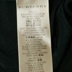 Pre Owned Burberry Black Jersey Ruched Bodycon Dress S