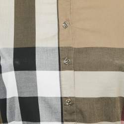 Pre Owned Burberry Brown Tartan Check Cotton Belted Mini Dress S