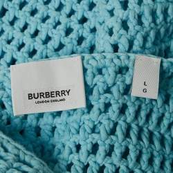 Burberry Blue Crochet Belted Sheer Tank Dress L