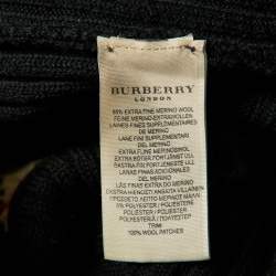 Burberry Black Rib Knit Zip Front Cardigan M