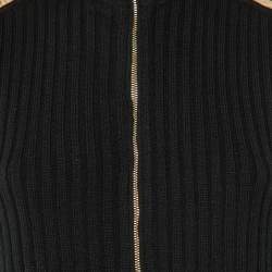 Burberry Black Rib Knit Zip Front Cardigan M