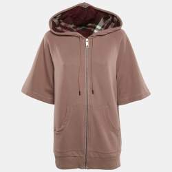 Burberry Pink Cotton Hooded Zip-Up Oversized Jacket XS