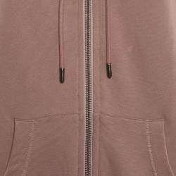 Burberry Pink Cotton Hooded Zip-Up Oversized Jacket XS