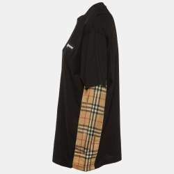 Burberry Black Cotton Check Paneled Oversized T-Shirt S
