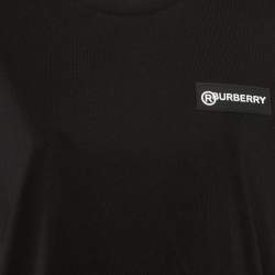 Burberry Black Cotton Check Paneled Oversized T-Shirt S