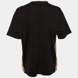 Burberry Black Cotton Check Paneled Oversized T-Shirt S