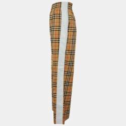 Pre Owned Burberry Beige Nova Check Cotton Straight Leg Pants M