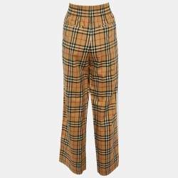 Pre Owned Burberry Beige Nova Check Cotton Straight Leg Pants M