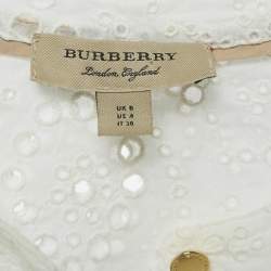 Burberry White Broderie Anglaise Cotton Short Dress S