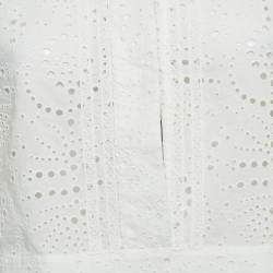 Burberry White Broderie Anglaise Cotton Short Dress S