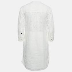 Burberry White Broderie Anglaise Cotton Short Dress S