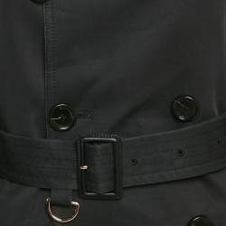Pre Owned Burberry Black Cotton Double Breasted Belted Trench Coat S