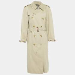 Burberrys' Vintage Beige Cotton Double Breasted Belted Trench Coat XL