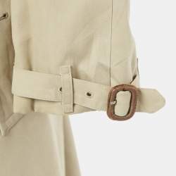 Burberrys' Vintage Beige Cotton Double Breasted Belted Trench Coat XL