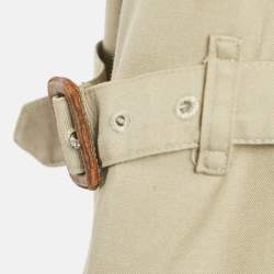 Pre Owned Burberrys' Vintage Beige Cotton Double Breasted Belted Trench Coat L
