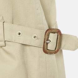 Pre Owned Burberrys' Vintage Beige Cotton Double Breasted Belted Trench Coat L