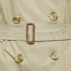 Pre Owned Burberrys' Vintage Beige Cotton Double Breasted Belted Trench Coat L