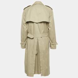Pre Owned Burberrys' Vintage Beige Cotton Double Breasted Belted Trench Coat L
