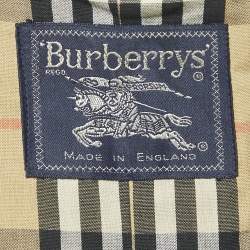 Pre Owned Burberrys' Vintage Beige Cotton Double Breasted Belted Trench Coat L