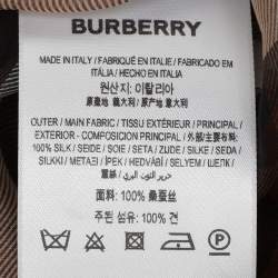 Pre Owned Burberry Brown Check Silk Button Front Blouse XS