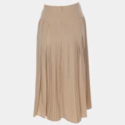 Burberry Beige Pleated Chiffon Midi Skirt XS