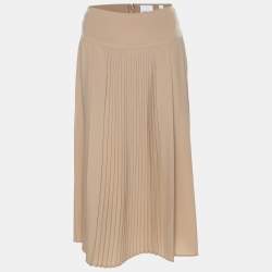 Burberry Beige Pleated Chiffon Midi Skirt XS