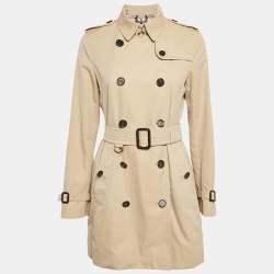 Pre Owned Burberry Beige Gabardine The Kensington Trench Coat S