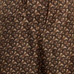 Pre Owned Burberry Brown Monogram Silk Elasticized Waist Pants S