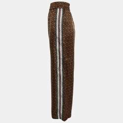 Pre Owned Burberry Brown Monogram Silk Elasticized Waist Pants S