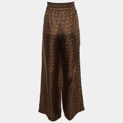 Pre Owned Burberry Brown Monogram Silk Elasticized Waist Pants S